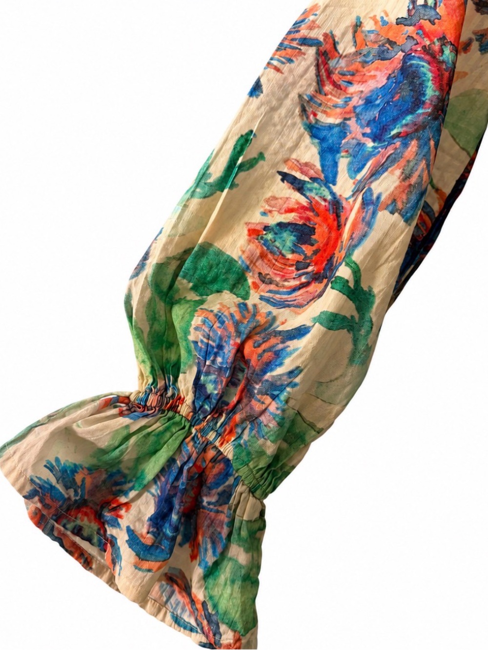 Floral Ruffle V-Neck Crop Top - Multicolor - Picture 7 of 9